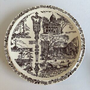 Vintage Vernon Kilns 10 1/4” Norfolk Virginia‎ Tidewater Collector Plate Brown
